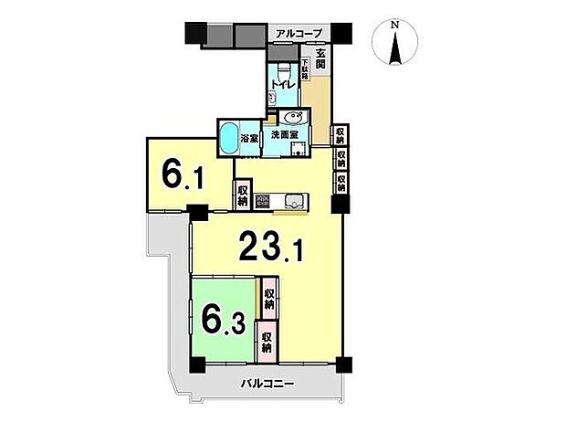 ローレルスクエア都島プライムタワー(2LDK) 30階の間取り図