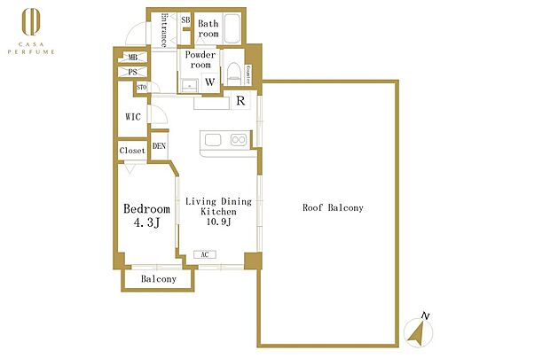 ライオンズマンション白金(1LDK) 4階/4階の間取り図