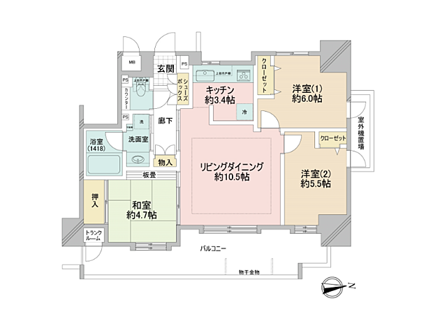 プレミスト住之江(3LDK) 4階/4階の間取り図