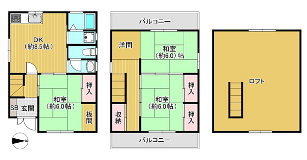 松原市天美西(3DK)の内観