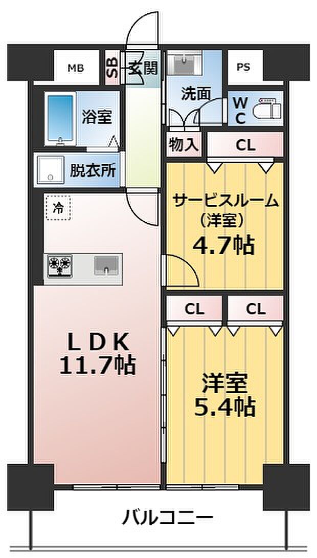 ユニ高麗橋(1SLDK) 8階の間取り図