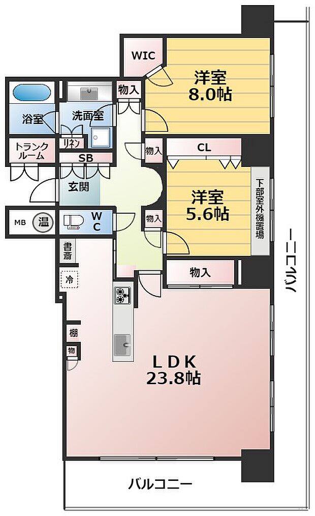 ライオンズマンション大阪スカイタワー(2LDK) 15階/15Ｆの内観
