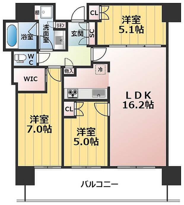 ザ・パークハウス中之島タワー(3LDK) 15階/15Ｆの間取り図