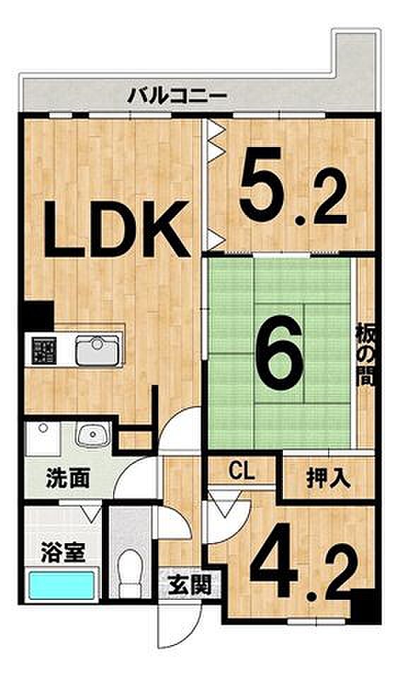 レックスガーデン西大寺(3LDK) 2階の間取り図