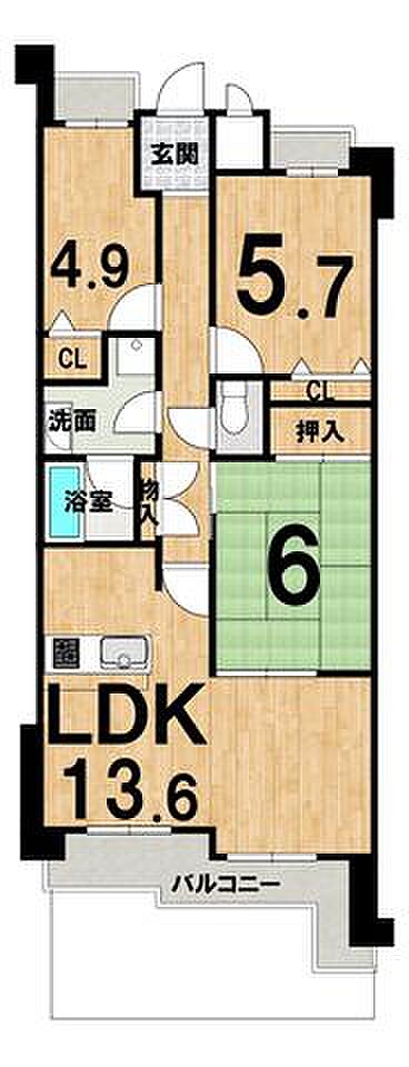 生駒グリーンマンション　イーストウイング(3LDK) 1階の内観