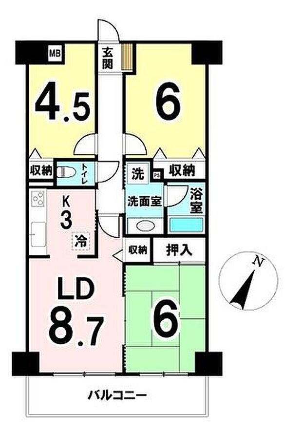エクレール草加東(3LDK) 7階の間取り図