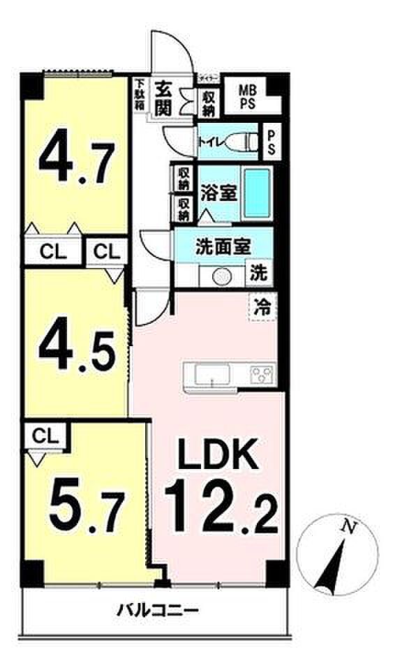 マンハイム八潮(3LDK) 9階の間取り図