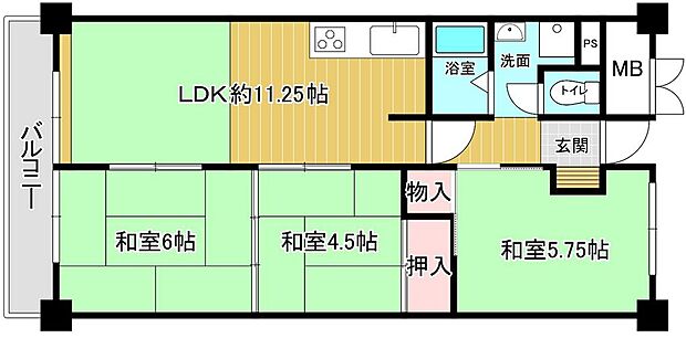 八戸ノ里第３ガーデンハイツ(3LDK) 14階の内観