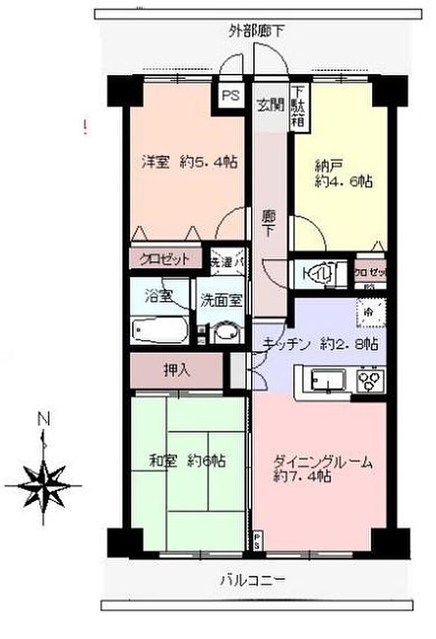 ダイヤモンドスクエア福生武蔵野台第2(2DK) 3階/304の間取り図