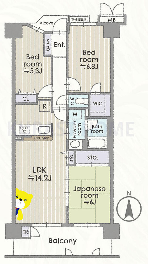サンシティ西京極2番館(3LDK) 9階の間取り図