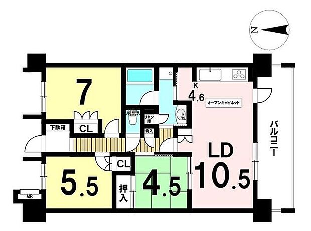 ファミリアーレ東起(3LDK) 9階の間取り図