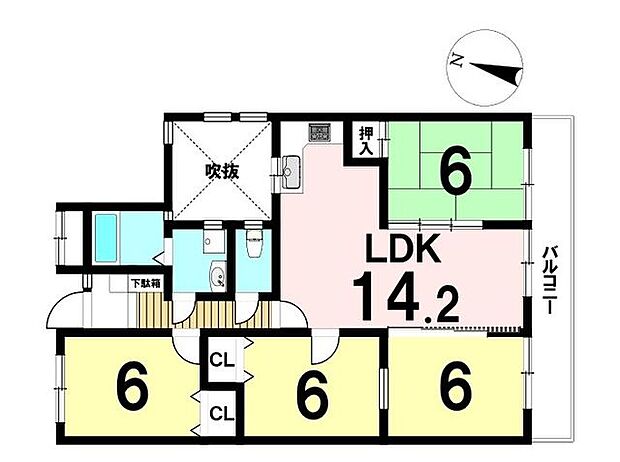 中川マンションB棟(3LDK) 4階の内観