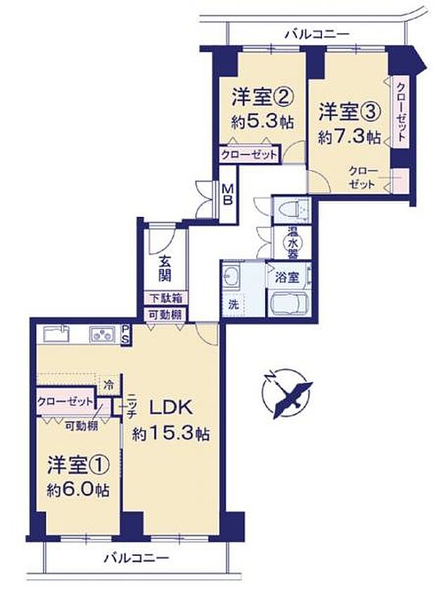 専有面積：83.90？　バルコニー面積：12.50？　3LDK　令和6年4月下旬リフォーム完了済み♪