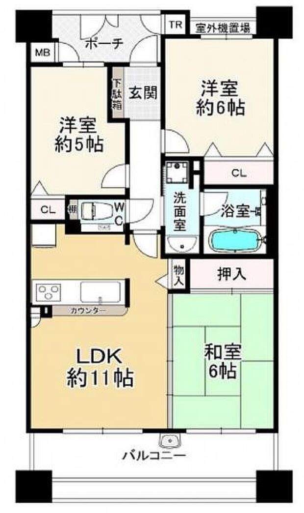 キングマンションフォルターナ鴫野(3LDK) 5階の間取り図