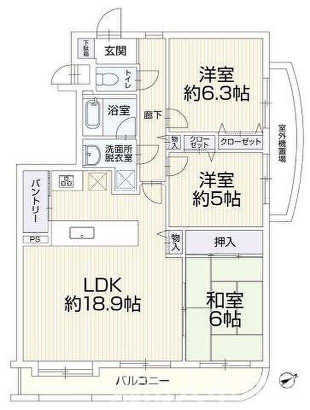 コスモ茅ヶ崎ベルセーヌ(3LDK) 2階/205号室の内観