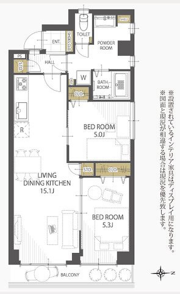 東カングランドマンション広島リバーサイド(2LDK) 2階/201の間取り図
