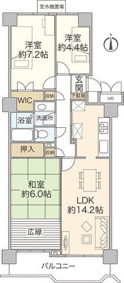 メゾン横浜能見台A棟(3LDK) 4階の間取り図