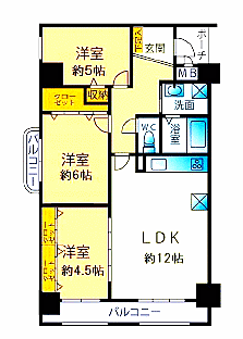 エクレール門司港東(3LDK) 11階/1102の間取り図