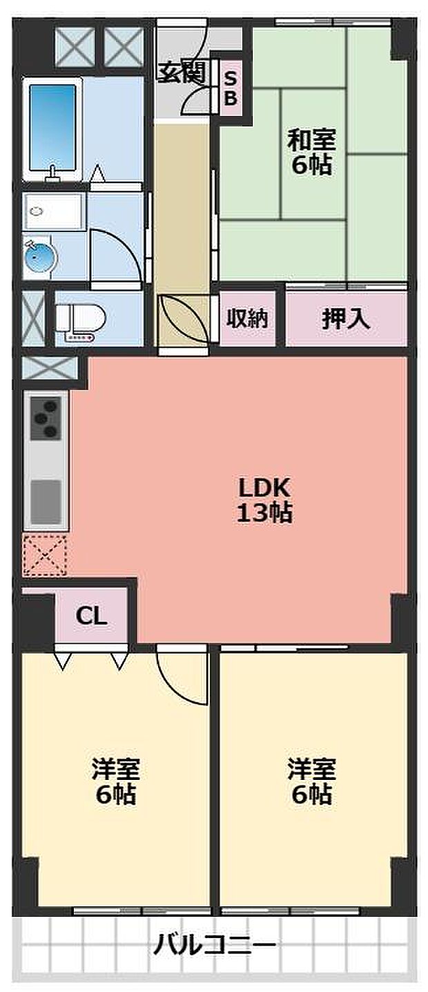 ルネ甲子園(3LDK) 7階の内観