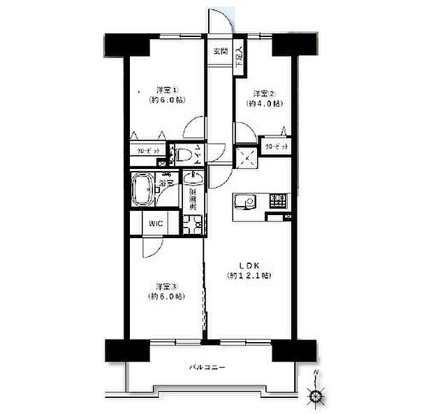 朝日マンション武蔵小金井(3LDK) 3階の内観