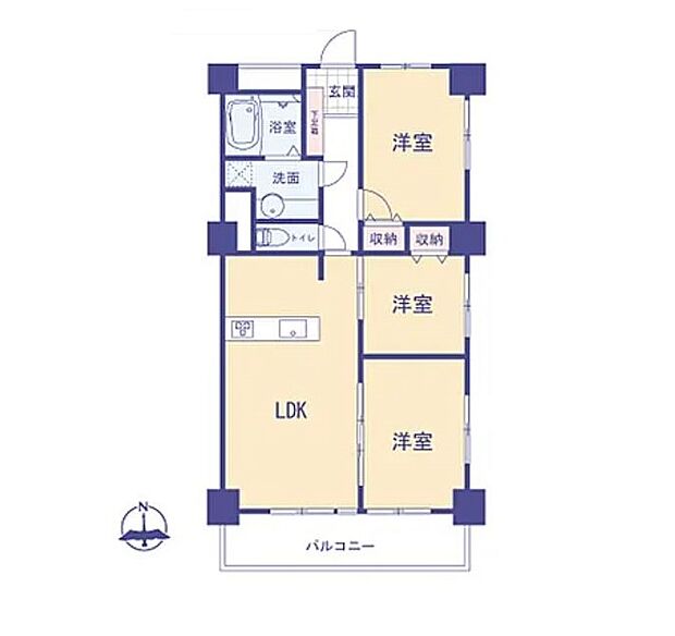 オリエント丹野マンション豊田(3LDK) 3階の内観