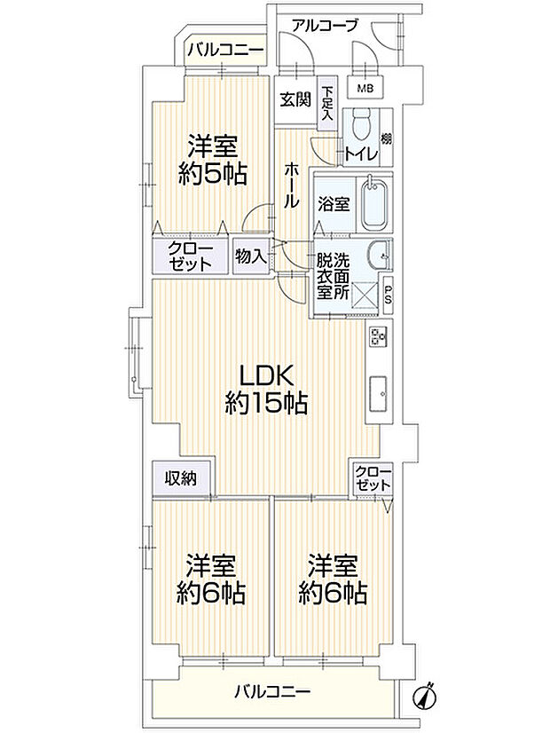 木田アイリス　703(3LDK) 7階の内観
