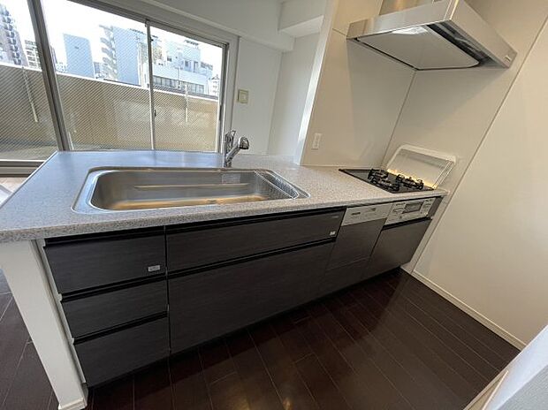 カウンターシステムキッチンは食器洗浄乾燥機付きです