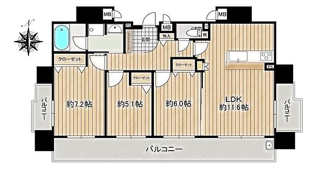 クレステージ・エール六番(3LDK) 5階/502の間取り図