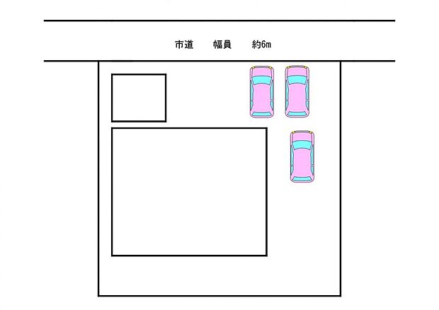 【駐車区画図】カーポート付きです。2台分並列で駐車可能です。大きめのSUVもラクラク駐車できますよ。