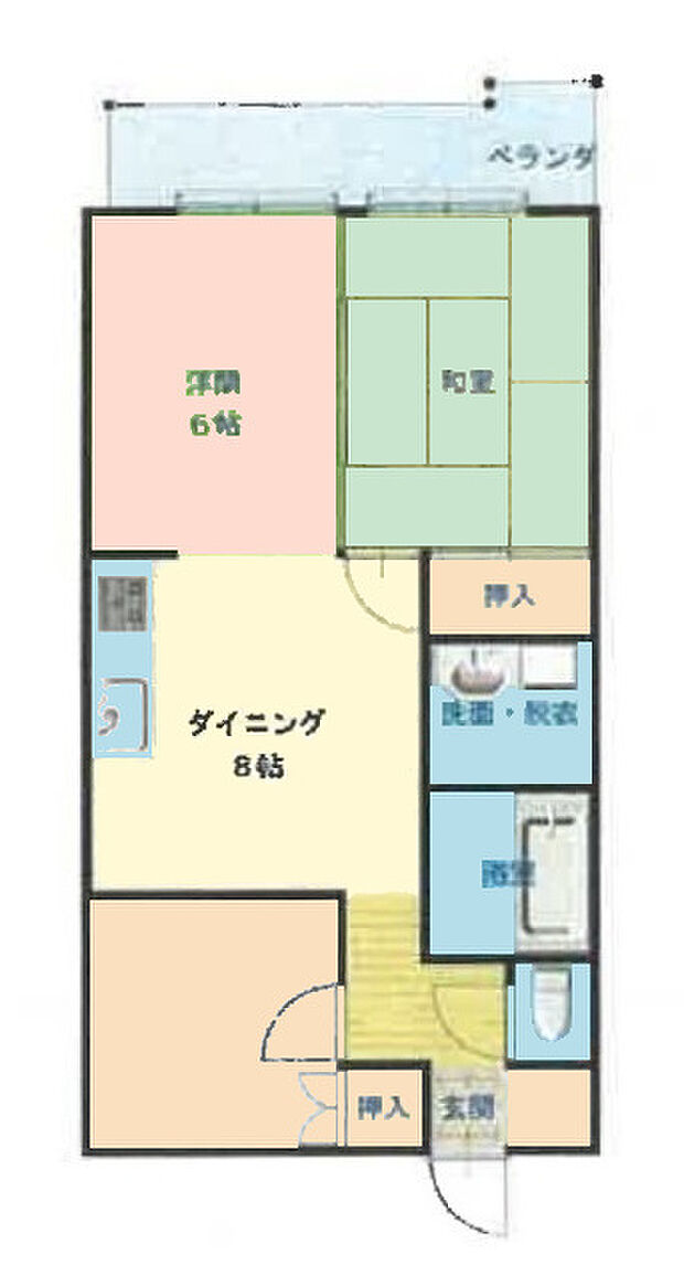 MSマンション蘇我(2SDK) 3階/304号の間取り図