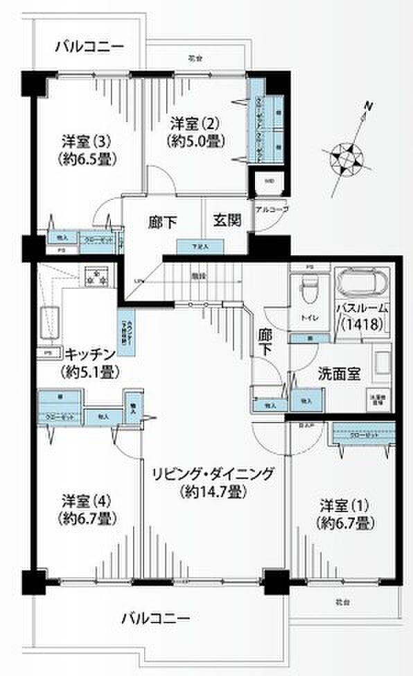 コンフォール東山田5-4号棟(4LDK) 3階の間取り図