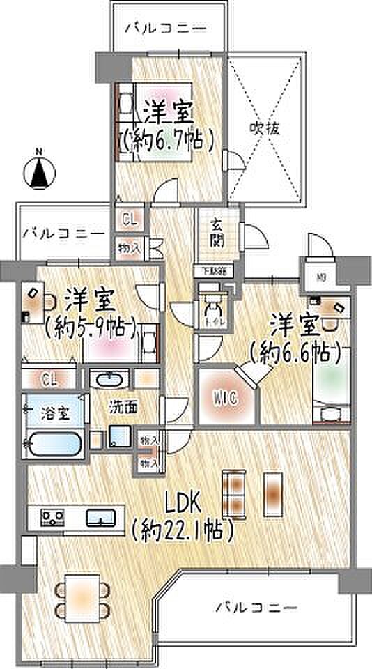 ラ・ビスタ宝塚サウステラス二番館(3LDK) 11階の間取り図