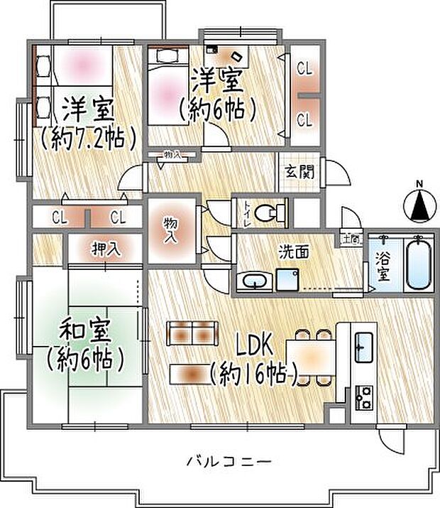 ファーストヒルズ宝塚(3LDK) 2階の間取り図