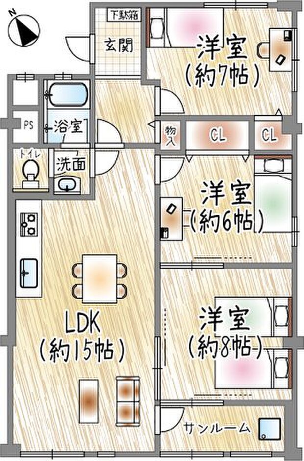 宝塚第1コーポラス(3LDK) 11階の間取り図