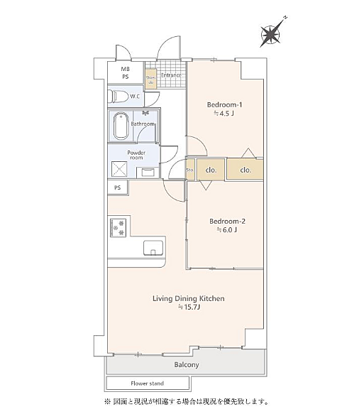 ライオンズマンション調布第五(2LDK) 3階/302号室の間取り図
