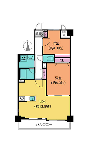 ライオンズマンション武蔵中原(2LDK) 3階/303号室の間取り図