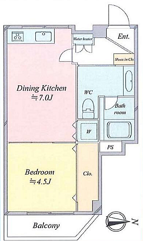総和ビラ青葉台(1DK) 7階/703号室の間取り図