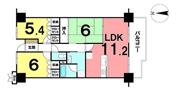 ＼サーパス北本町第2／(2LDK) 2階の間取り図