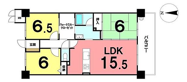 ＼アルファステイツ北久保II／(3LDK) 3階の間取り図