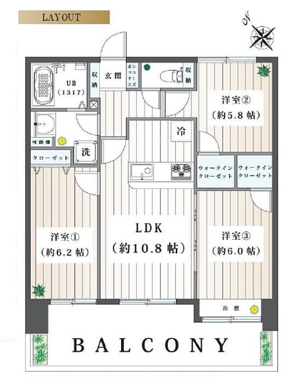 ダイアパレス鶴見III(3LDK) 4階の間取り図