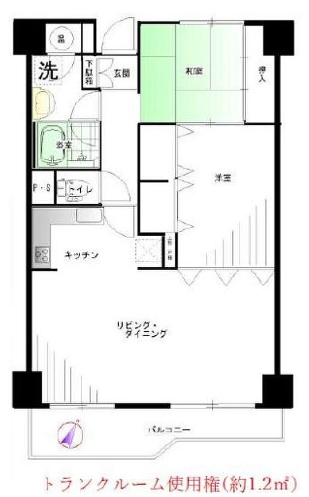 岡野パークハイツ(2LDK) 9階の間取り図