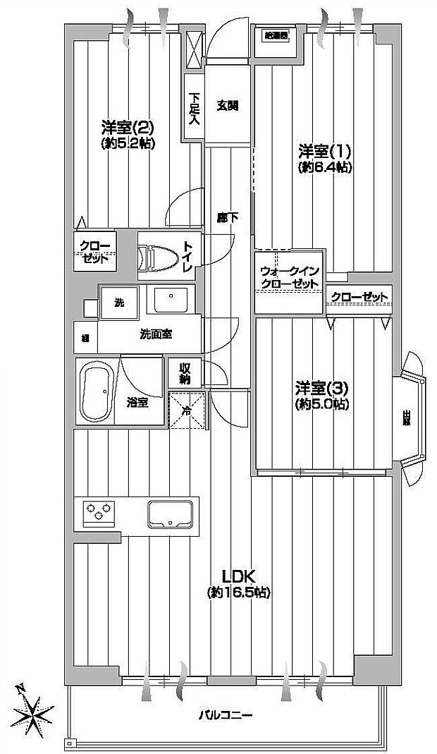 溝の口ハウス(3LDK) 3階の間取り図