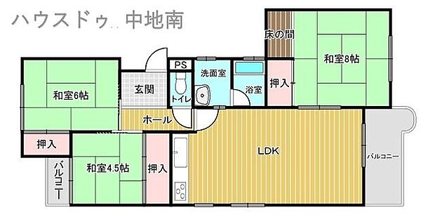 第二恵美酒マンション(3LDK) 3階の間取り図