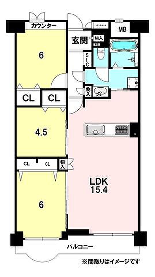 メイプルパークスクエア西2番街(3LDK) 12階の間取り図