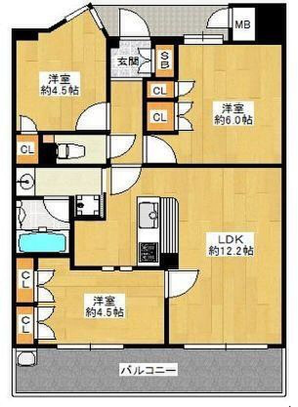 アンビエントフレア美章園(3LDK) 9階の間取り図