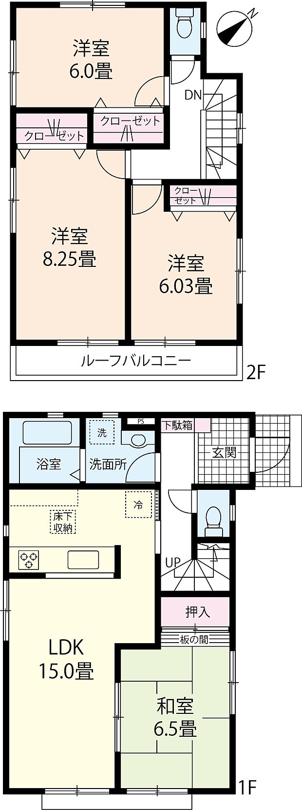 【4LDK】全居室6畳以上の広さ！2面採光で通風良好！