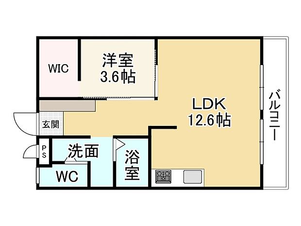 シャトー桃山(1LDK) 2階の間取り図