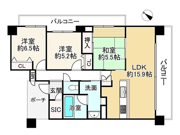 セーリオ東加古川(3LDK) 5階の間取り図