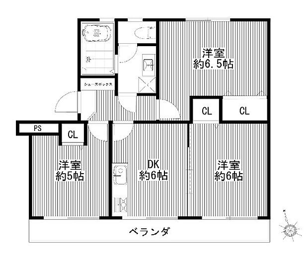 別所沼パークマンション(3DK) 5階の内観