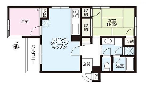 ライオンズマンション大宮大和田(2LDK) 3階の間取り図